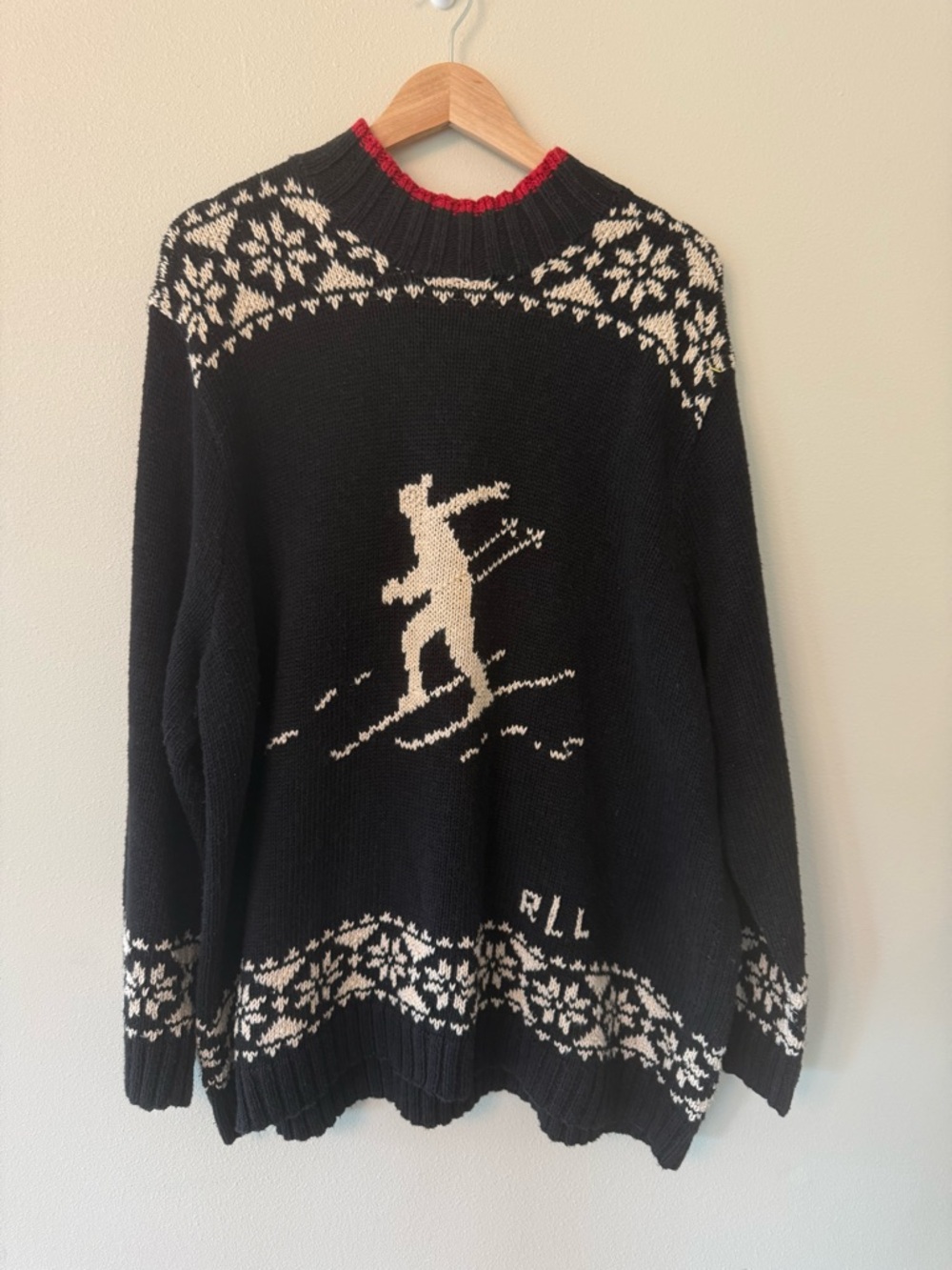 Vintage Ralph Lauren Chamonix Skier Hand Knit Fair Isle Ski Sweater Nordic XXXL